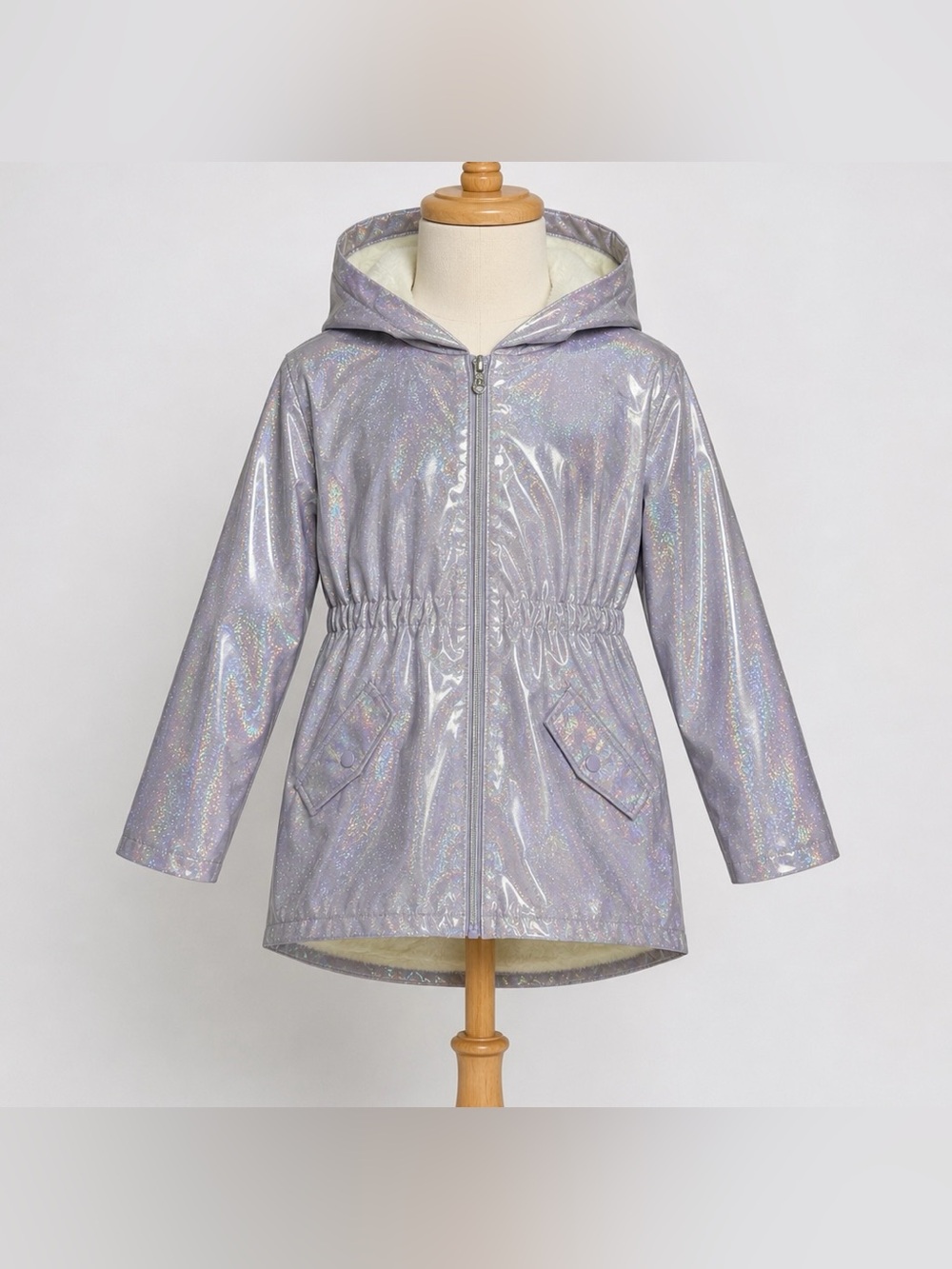 205 Collins Jacket Girls Sz 12 Shine Sparkle Iridescent Purple Lined Hood School